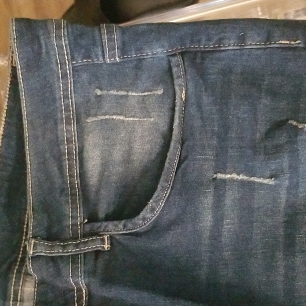 Composition Blue Ripped Denim Short Size XL - Picture 8 of 16